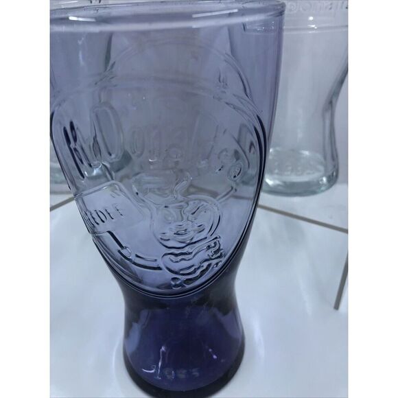 Set Of 3 McDonalds Drinking Glasses Speedee 1955 Purple 2x1992 Clear - Picture 3 of 16